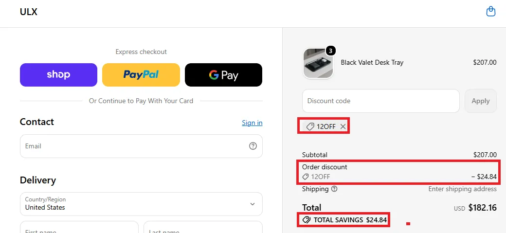 Ulxstore 12% off discount
